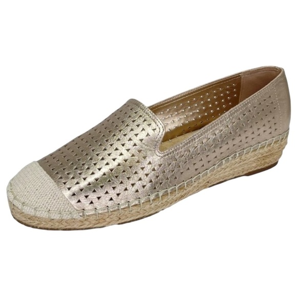 Bella Vita Womens Loafers 8.5M Channing Champagne Perforated Leather Jute - Picture 2 of 12